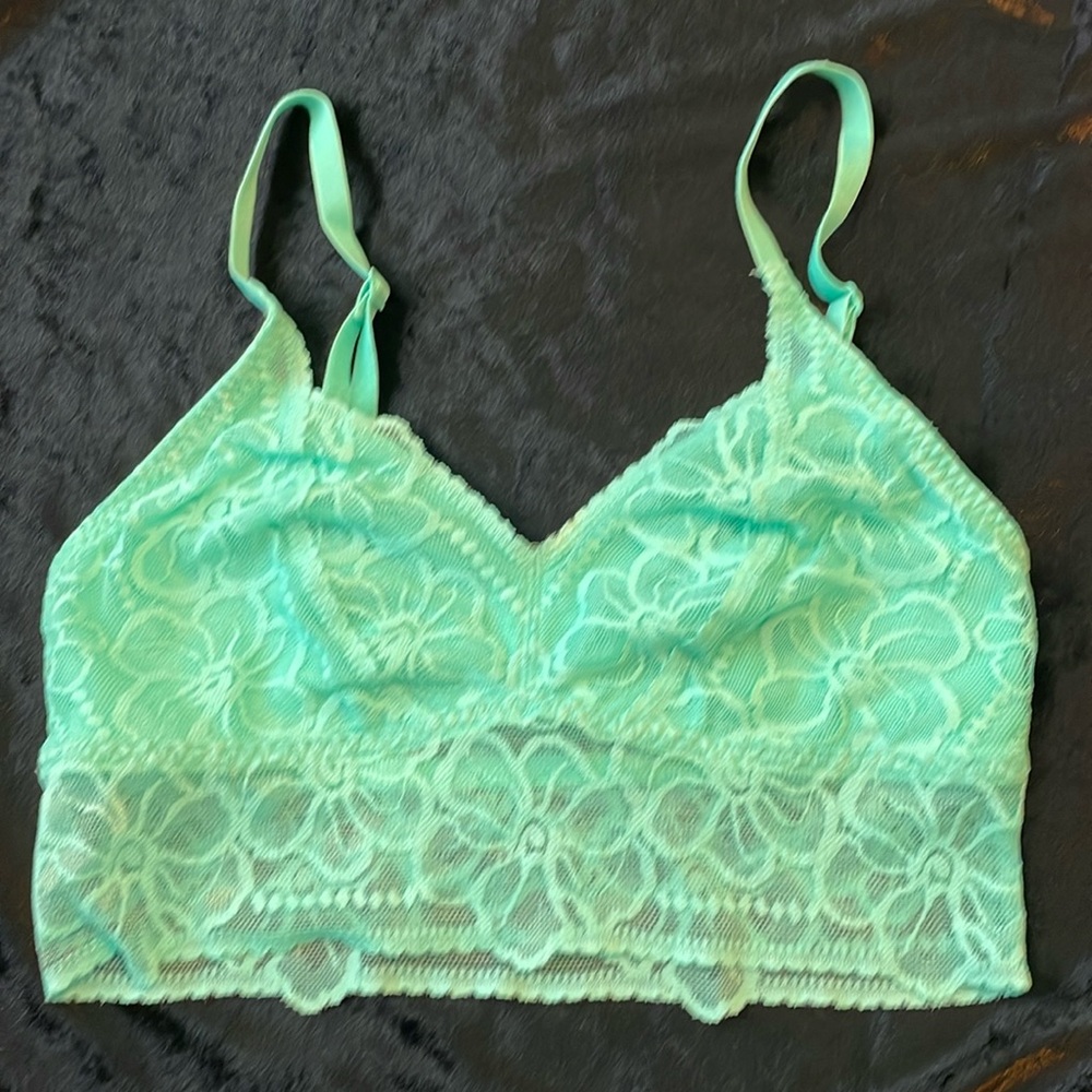 Victorias Secret “PINK” Lace Bralette XS AA-B Mint Green